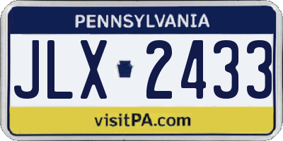 PA license plate JLX2433