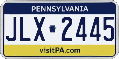 PA license plate JLX2445