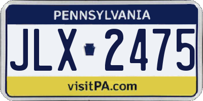 PA license plate JLX2475