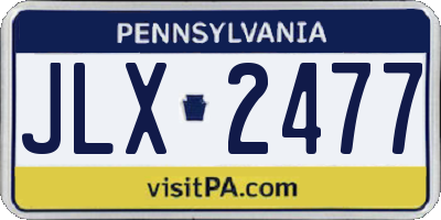 PA license plate JLX2477