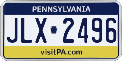 PA license plate JLX2496