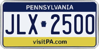 PA license plate JLX2500