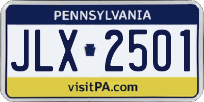 PA license plate JLX2501