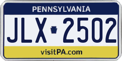 PA license plate JLX2502