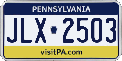 PA license plate JLX2503