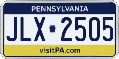 PA license plate JLX2505