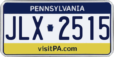 PA license plate JLX2515