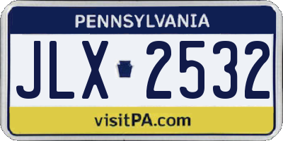 PA license plate JLX2532