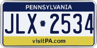 PA license plate JLX2534