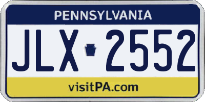 PA license plate JLX2552