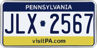 PA license plate JLX2567
