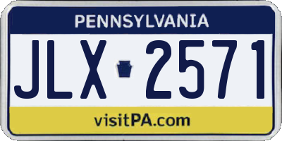 PA license plate JLX2571