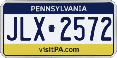 PA license plate JLX2572