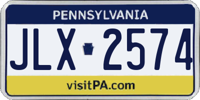 PA license plate JLX2574