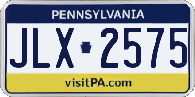 PA license plate JLX2575