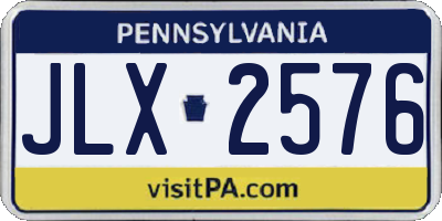 PA license plate JLX2576