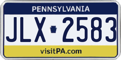 PA license plate JLX2583