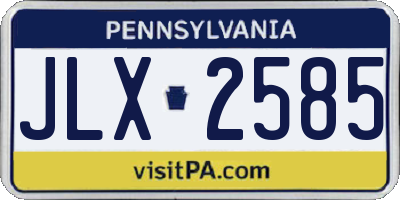 PA license plate JLX2585