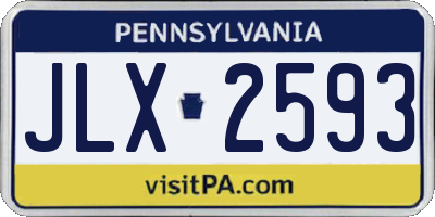 PA license plate JLX2593
