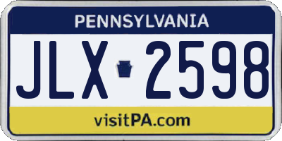 PA license plate JLX2598