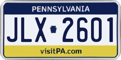 PA license plate JLX2601