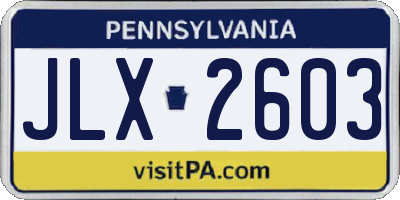 PA license plate JLX2603