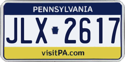 PA license plate JLX2617