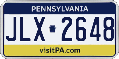 PA license plate JLX2648
