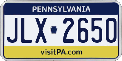 PA license plate JLX2650