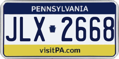 PA license plate JLX2668