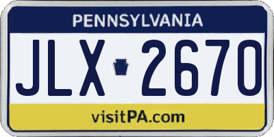 PA license plate JLX2670
