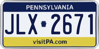 PA license plate JLX2671