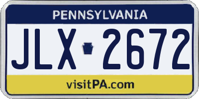 PA license plate JLX2672