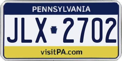 PA license plate JLX2702