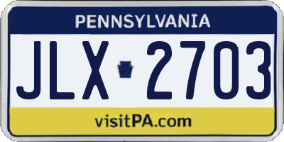 PA license plate JLX2703