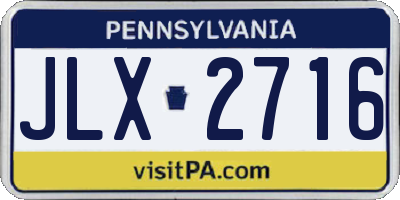 PA license plate JLX2716