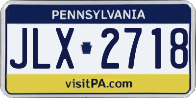 PA license plate JLX2718