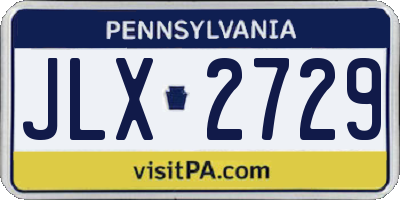 PA license plate JLX2729