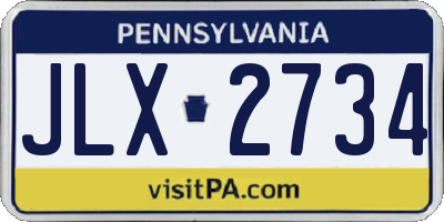 PA license plate JLX2734