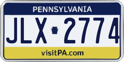PA license plate JLX2774
