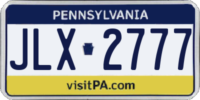 PA license plate JLX2777