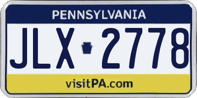PA license plate JLX2778