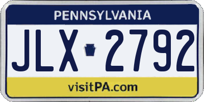 PA license plate JLX2792