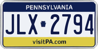 PA license plate JLX2794
