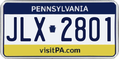 PA license plate JLX2801