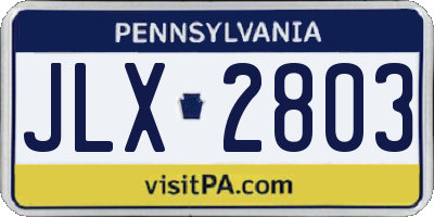 PA license plate JLX2803