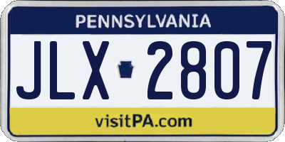 PA license plate JLX2807