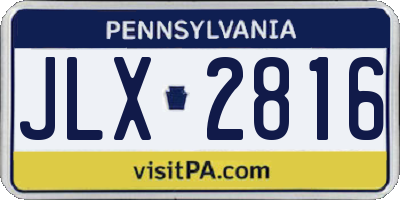 PA license plate JLX2816