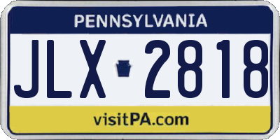PA license plate JLX2818