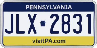 PA license plate JLX2831